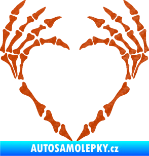 Samolepka Srdíčko z kostí 3D karbon oranžový