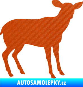Samolepka Srna 001 pravá 3D karbon oranžový