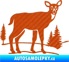 Samolepka Srna 002 pravá s krajinou 3D karbon oranžový