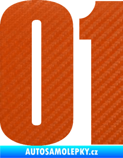 Samolepka Startovní číslo 01 typ 2 3D karbon oranžový