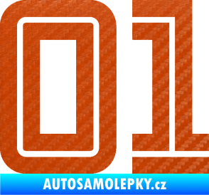 Samolepka Startovní číslo 01 typ 7 3D karbon oranžový