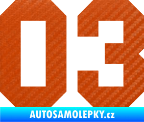 Samolepka Startovní číslo 03 3D karbon oranžový