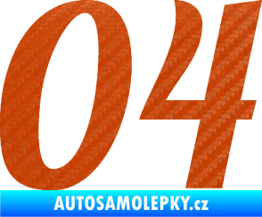 Samolepka Startovní číslo 04 typ 3 3D karbon oranžový