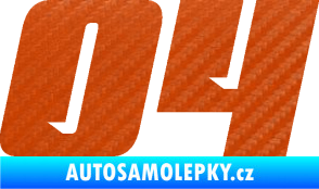 Samolepka Startovní číslo 04 typ 6 3D karbon oranžový