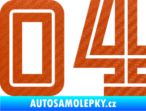 Samolepka Startovní číslo 04 typ 7 3D karbon oranžový