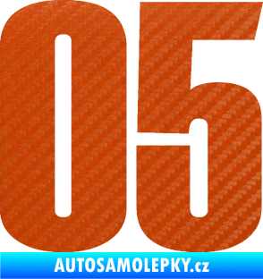 Samolepka Startovní číslo 05 typ 2 3D karbon oranžový