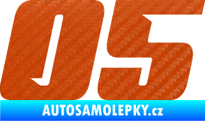 Samolepka Startovní číslo 05 typ 6 3D karbon oranžový
