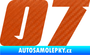 Samolepka Startovní číslo 07 typ 6 3D karbon oranžový