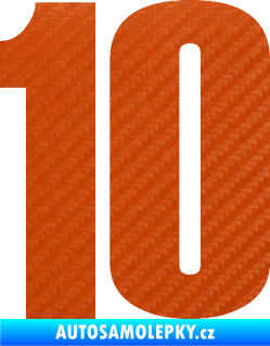 Samolepka Startovní číslo 10 typ 2    3D karbon oranžový
