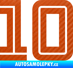 Samolepka Startovní číslo 10 typ 7 3D karbon oranžový