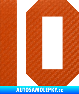 Samolepka Startovní číslo 10 3D karbon oranžový