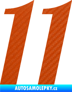 Samolepka Startovní číslo 11 typ 3   3D karbon oranžový