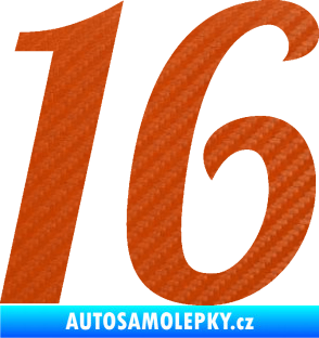 Samolepka Startovní číslo 16 typ 3       3D karbon oranžový