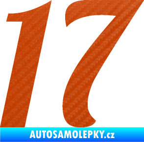 Samolepka Startovní číslo 17 typ 3        3D karbon oranžový