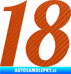 Samolepka Startovní číslo 18 typ 3         3D karbon oranžový