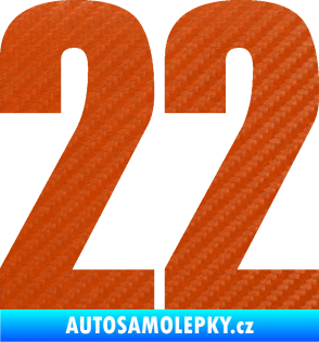 Samolepka Startovní číslo 22 typ 2         3D karbon oranžový