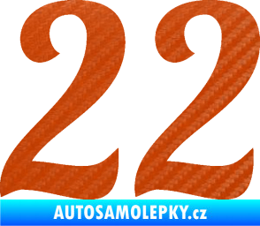 Samolepka Startovní číslo 22 typ 3 3D karbon oranžový