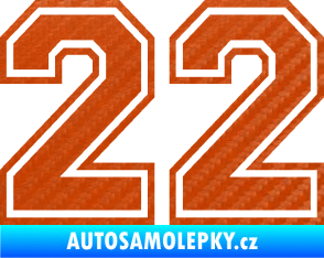 Samolepka Startovní číslo 22 typ 4 3D karbon oranžový