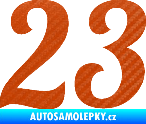 Samolepka Startovní číslo 23 typ 3  3D karbon oranžový