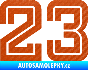 Samolepka Startovní číslo 23 typ 7 3D karbon oranžový