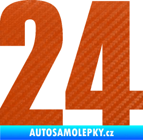 Samolepka Startovní číslo 24 typ 2      3D karbon oranžový