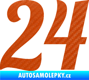 Samolepka Startovní číslo 24 typ 3 3D karbon oranžový