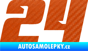 Samolepka Startovní číslo 24 typ 6 3D karbon oranžový