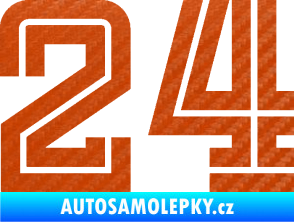 Samolepka Startovní číslo 24 typ 7 3D karbon oranžový