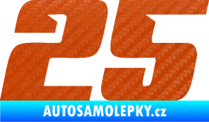Samolepka Startovní číslo 25 typ 6 3D karbon oranžový
