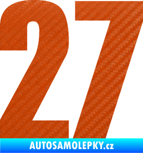 Samolepka Startovní číslo 27 typ 2     3D karbon oranžový