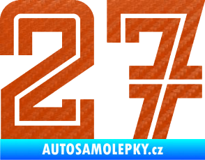 Samolepka Startovní číslo 27 typ 7 3D karbon oranžový