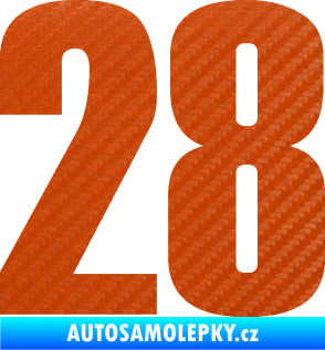 Samolepka Startovní číslo 28 typ 2    3D karbon oranžový