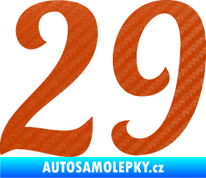 Samolepka Startovní číslo 29 typ 3 3D karbon oranžový