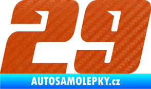 Samolepka Startovní číslo 29 typ 6 3D karbon oranžový