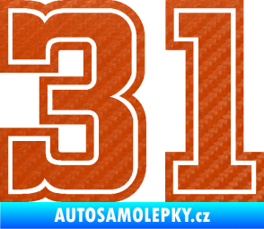 Samolepka Startovní číslo 31 typ 5 3D karbon oranžový