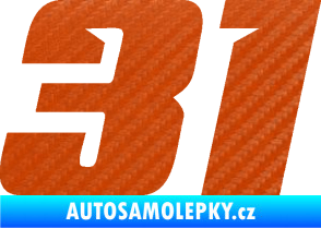 Samolepka Startovní číslo 31 typ 6 3D karbon oranžový