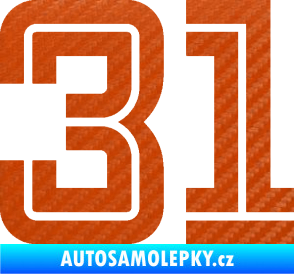 Samolepka Startovní číslo 31 typ 7 3D karbon oranžový