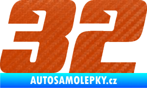 Samolepka Startovní číslo 32 typ 6 3D karbon oranžový