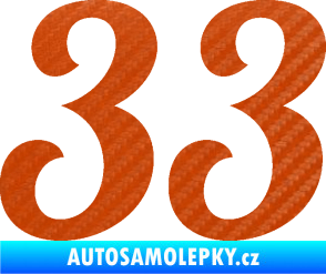 Samolepka Startovní číslo 33 typ 3 3D karbon oranžový