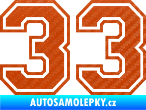 Samolepka Startovní číslo 33 typ 4 3D karbon oranžový