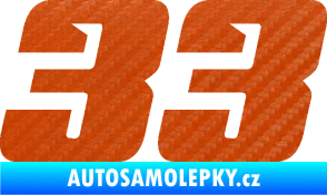 Samolepka Startovní číslo 33 typ 6 3D karbon oranžový