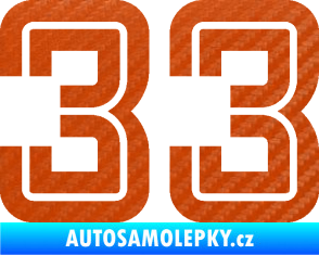 Samolepka Startovní číslo 33 typ 7 3D karbon oranžový