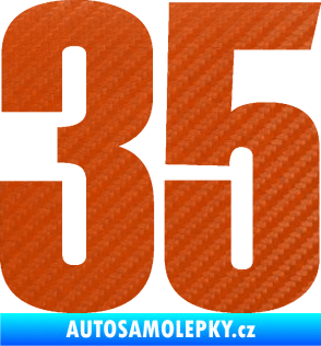 Samolepka Startovní číslo 35 typ 2  3D karbon oranžový