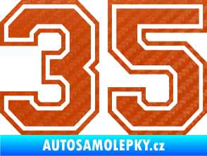 Samolepka Startovní číslo 35 typ 4 3D karbon oranžový
