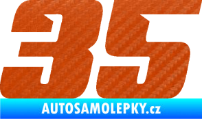 Samolepka Startovní číslo 35 typ 6 3D karbon oranžový