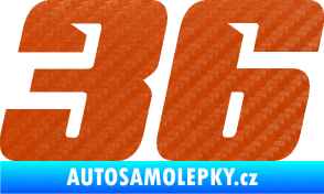 Samolepka Startovní číslo 36 typ 6 3D karbon oranžový