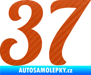 Samolepka Startovní číslo 37 typ 3  3D karbon oranžový