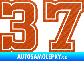 Samolepka Startovní číslo 37 typ 5 3D karbon oranžový