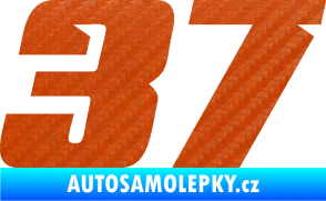 Samolepka Startovní číslo 37 typ 6 3D karbon oranžový