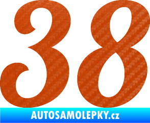 Samolepka Startovní číslo 38 typ 3  3D karbon oranžový
